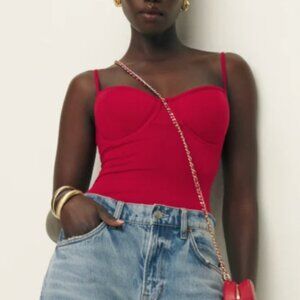 NWT Reformation Piper Knit Bodysuit XSmall Lipstick